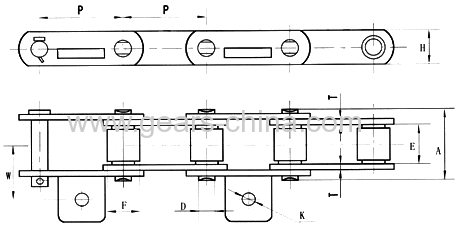 Extended pitch chain Sidebow chain Cranked link chain