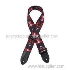 2" Polyester Guitar Strap with Sublimation Printed guitar strap with guitar pattern and Garment leather ends