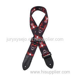 2" Polyester Guitar Strap with Sublimation Printed guitar strap with guitar pattern and Garment leather ends