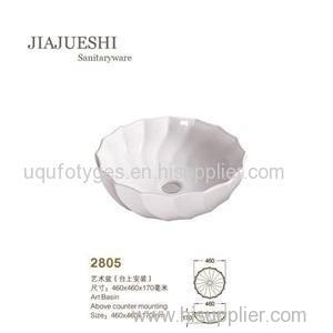 Hot Sale Hotel Use Ceramic Wash Hand Art Basin Flower Shape Euro Style Project Wash Basin In Cheap Price