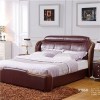 Wood Decoration Genuine Leather Soft Bed