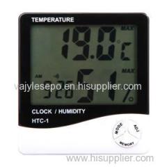 Indoor Room LCD Electronic Temperature Humidity Meter Digital Thermometer Hygrometer Weather Station Alarm Clock HTC-1