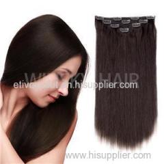 18"Clip In Hair Extensions Brazilian Human Hair For Women 50g 4Pcs Dark Brown #2 Color