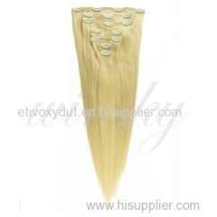 Full Head Brazlian Clip in Remy Straight Human Hair Extensions Color #60