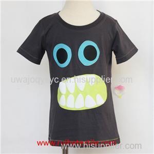 Summer Short Sleeve Baby Tee Shirt Monster Puff Print Infant Boy Clothes