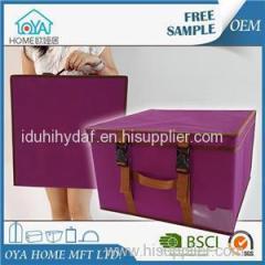 Large Purple Fabric Household Clothes Storage Boxes With Lids And Handle
