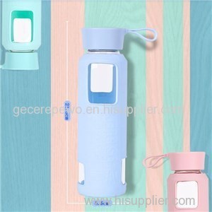 Candy Color Glass Bottle Silicone Creative Mug Cup Withe Handle Portable Sport Water For Bottle Glass Fruit Tea Tumbler