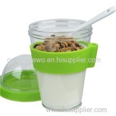 12 Ounce Cold Yogurt Breakfast On The Go With A Spoon And Silicone Holder