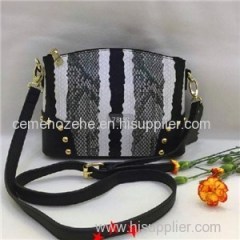 PU Leather Women Bowler Bags In Black And White Pattern