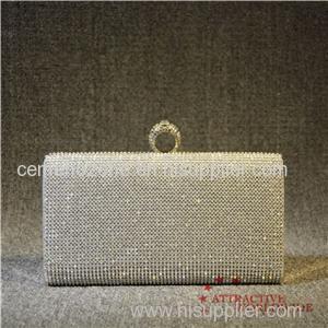 PU Leather Women Rectangular Mesh Grid Evening Clutches With Ring Lock
