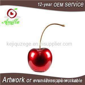 Attractive Red Resin Single Cherry Sculpture For Home Ornament