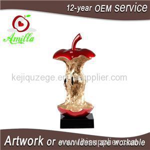 Decorative Resin Red Apple Core Sculpture For Home Table Decorations