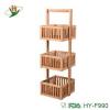 Buy 3 Basket Bamboo Bathroom Stationary Caddy Floor Caddy Storage Caddy