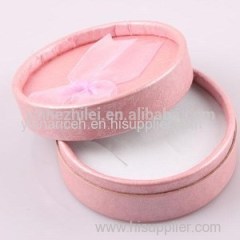 2017 Luxury Design Engagement Round Paper Wedding Velvet Jewelry Box With Ribbon Bow