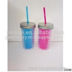 BPA Free Double Wall Plastic Kids Water Bottle Straw Insluated Mug 450ml