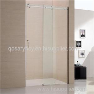 Semi-framed Sliding Shower Door In 304 Stainless Steel With Tempered Glass