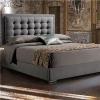 New Double/Queen/King Grey Linen Upholstered Bed Frame With Button Tufted Bed Head
