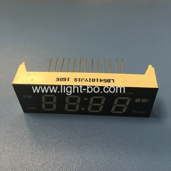 Customized yellow / green 4 digit 7 Segment led clock display common anode for digital timer control