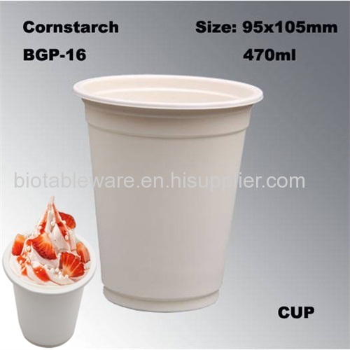 High Capacity Cold Drinking Ice Cream Disposable Biodegradable Cup made from Corn