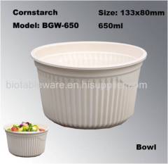 100% Biodegradation Disposable Compostable Cornstarch Tableware To Go Bowl with Lid