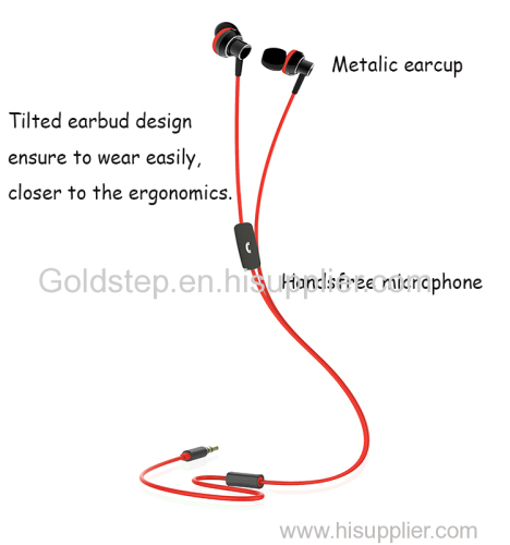 Metalic handsfree wired in-ear earphone with mic