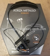 V-MODA Unveils Forza Metallo Wireless Neckband Bluetooth Stereo Headphone Earbuds Mic Remote Gunmetal Black