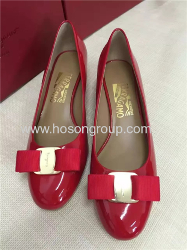 PU patent leather bowtie women dress shoes