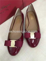 PU patent leather bowtie lady dress shoes