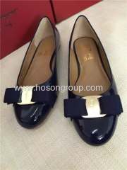PU patent leather bowtie lady dress shoes