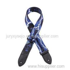 2" Polyester Guitar strap with Sublimation printed with Christian Cross pattern and leather ends