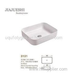 Economic WC Sanitary Wares Rectangle White Color Basin Bathroom Ceramic Art Basin Countertop Hand Wash Basin