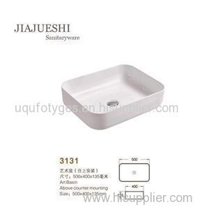 Economic WC Sanitary Wares Rectangle White Color Basin Bathroom Ceramic Art Basin Countertop Hand Wash Basin
