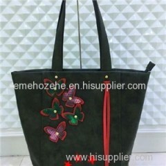Genuine Leather Ladies Tote Bag With Butterfly Pattern