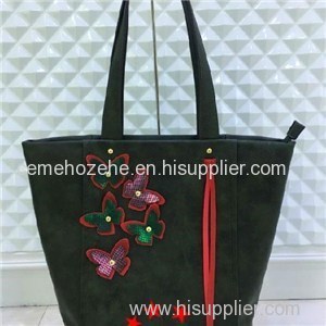 Genuine Leather Ladies Tote Bag With Butterfly Pattern