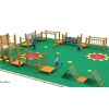 Wooden Outdoor Playground One Route Full Of Various Adventure Activities In Kindergarten And Park