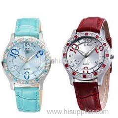 Fancy Colorful Crystal Bezel Latest Stylish Fashion Beautiful Womens Cheap Dress Watches