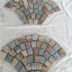 Rustic Copper Natural Slate Mosaics Patterns Floor Tiles In Backspalsh And Pathways Flooring