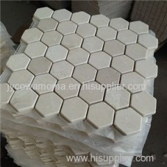 Crema Marfil Beige Marble Hexagon Penny Stone Tile Floor Kitchen Backsplash