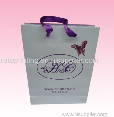 custom wholesale clothing paper shopping bag supplier with satin ribbon handle