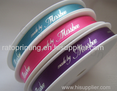 custom printing satin ribbon with logo manufacturer