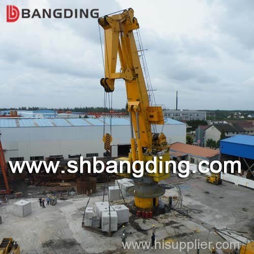 Knuckle Boom marine deck Crane on port for loading bulk cargo