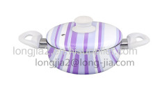 Rainbow series silk printed aluminum non stick cookware set with aluminum cover and bakelite handle