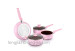 5pcs aluminum nonstick cookware set with 3-layer black nonstick coating pink