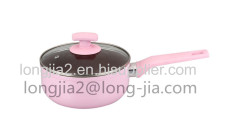 5pcs aluminum nonstick cookware set with 3-layer black nonstick coating pink