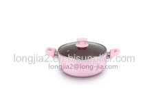 5pcs aluminum nonstick cookware set with 3-layer black nonstick coating pink