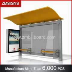 City Street Stainless Steel Bus Stop Shelter With Roof/light box