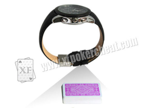 Black Leather Strap Watch Camera For Poker Analyzer To Scan Edge Bar-Codes Side-Marks Playing Cards