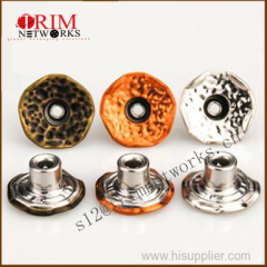 Brass Jeans metal buton maker 15MM&17MM HVB Orange copper/HVB Nickle/HVB Anti-brass irregular seal face fashion button