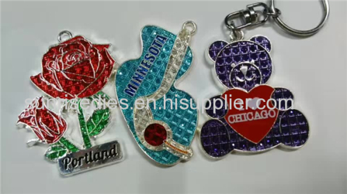 Red Rose Crystal Clear Enamelled Charm Pendants
