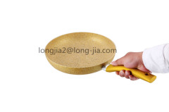 High quality aluminum non stick skillet with golden FDA coating rough texture12-inchspiral bottom